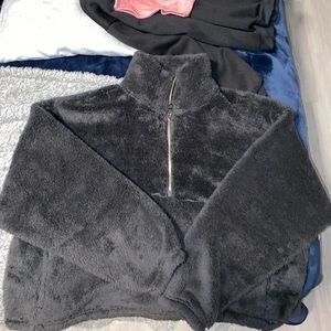Old Navy black sherpa half zip